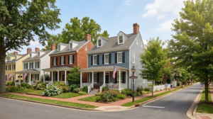 Fredericksburg, Virginia street with homes for sale during a divorce